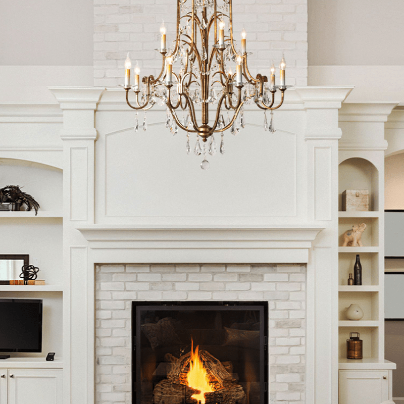 Caspian Vintage Candle Art Brass Chandelier For Living Room-chandeliers for dining room,chandeliers for stairways,chandeliers for foyer,chandeliers for bedrooms,chandeliers for kitchen,chandeliers for living room-Blushlighting-Blushlighting