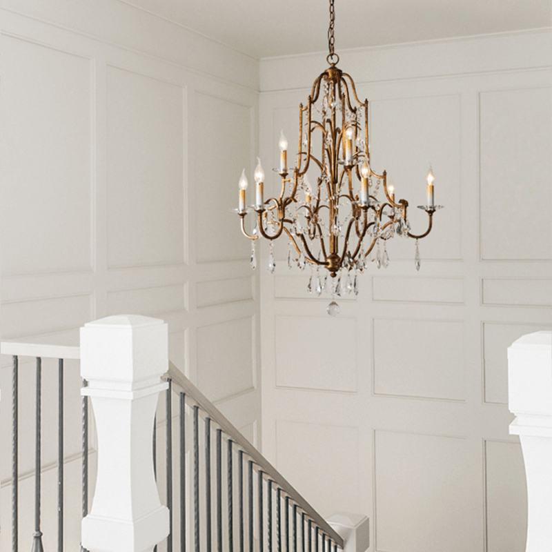 Caspian Vintage Candle Art Brass Chandelier For Living Room-chandeliers for dining room,chandeliers for stairways,chandeliers for foyer,chandeliers for bedrooms,chandeliers for kitchen,chandeliers for living room-Blushlighting-Blushlighting