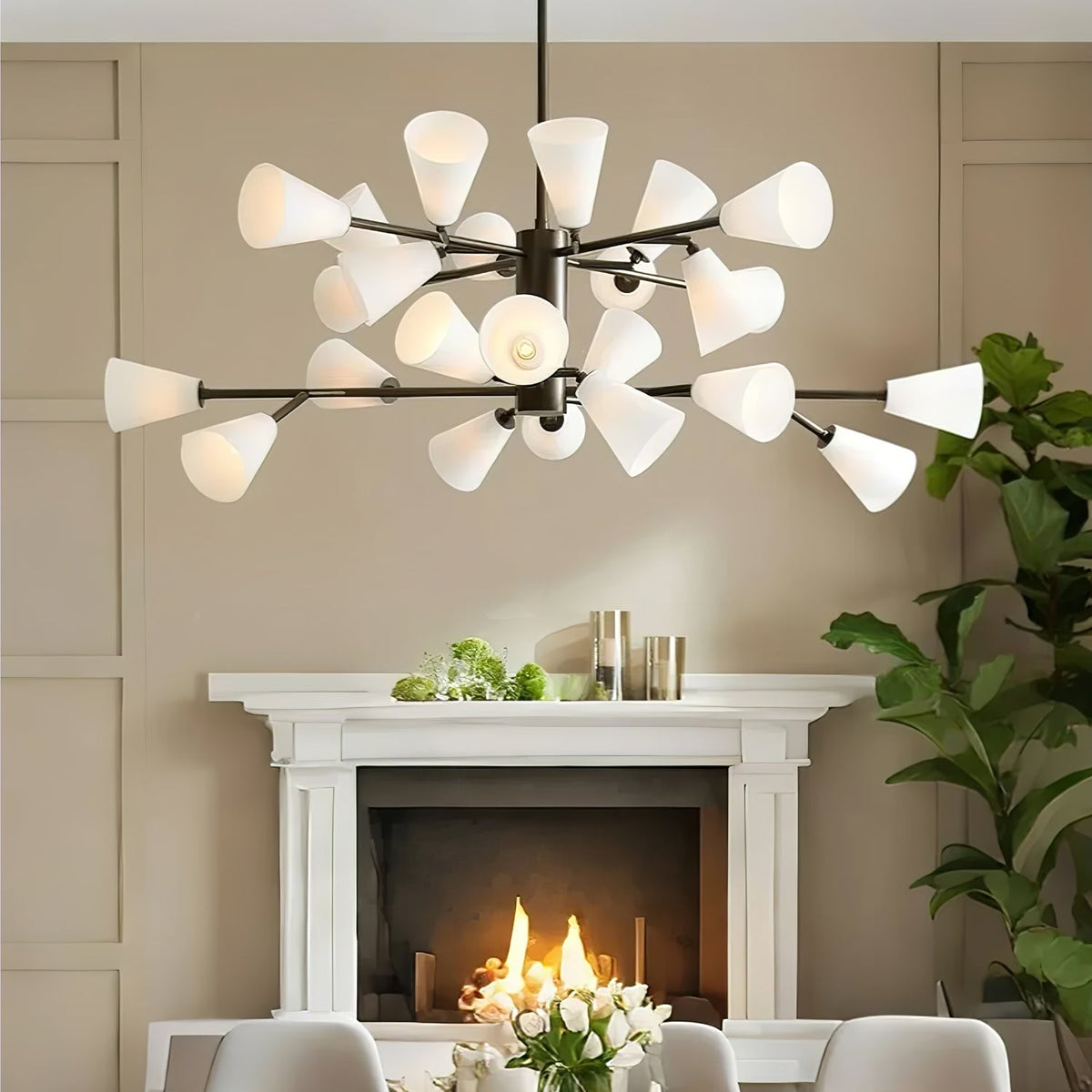 Cassius Chandelier - ∅ 45.2″ x H 22.8″Bronze & WhiteBlushlighting