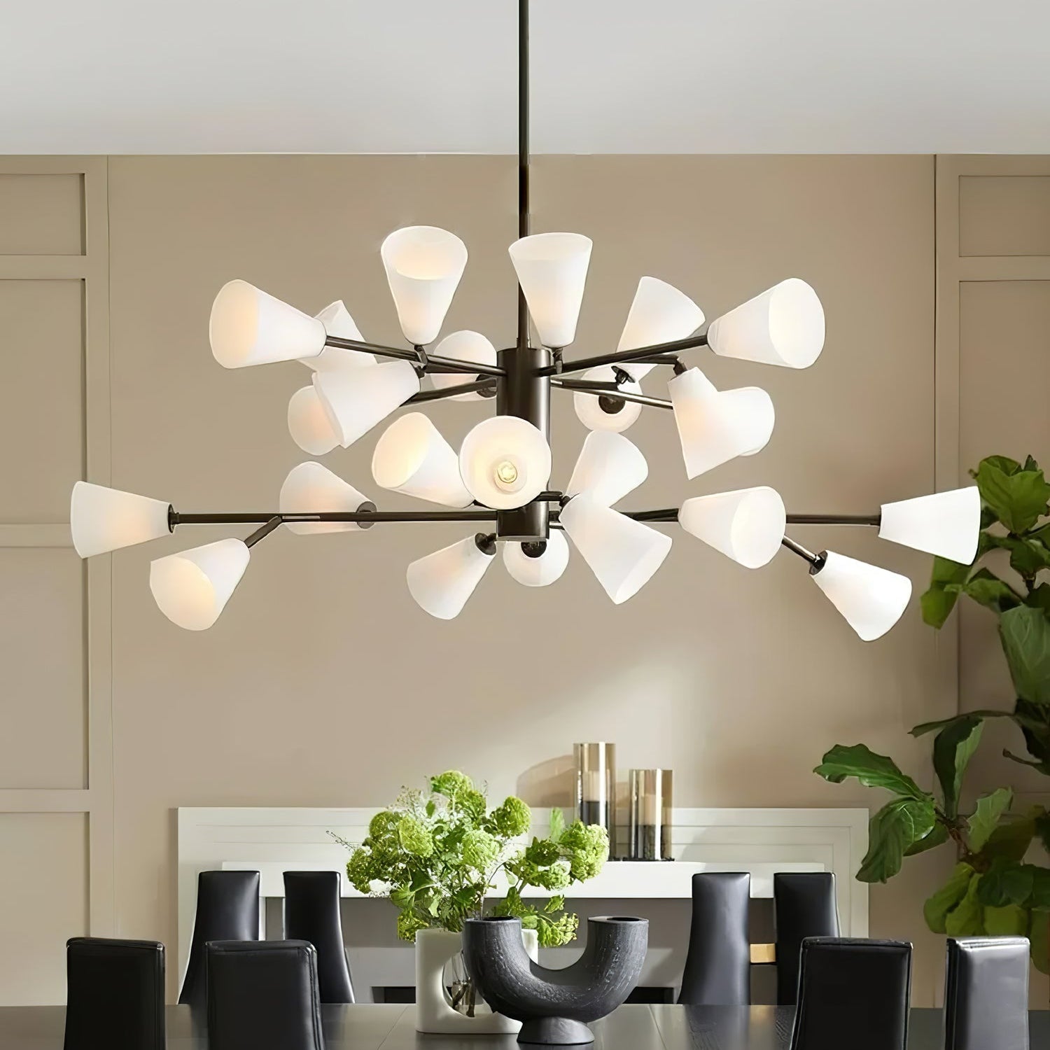 Cassius Chandelier - ∅ 45.2″ x H 22.8″Bronze & WhiteBlushlighting
