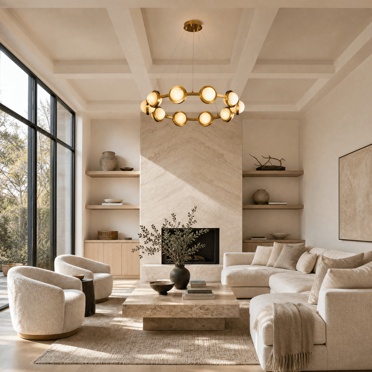 Catena Modern Alabaster Ring Chandelier - D600×H160Blushlighting