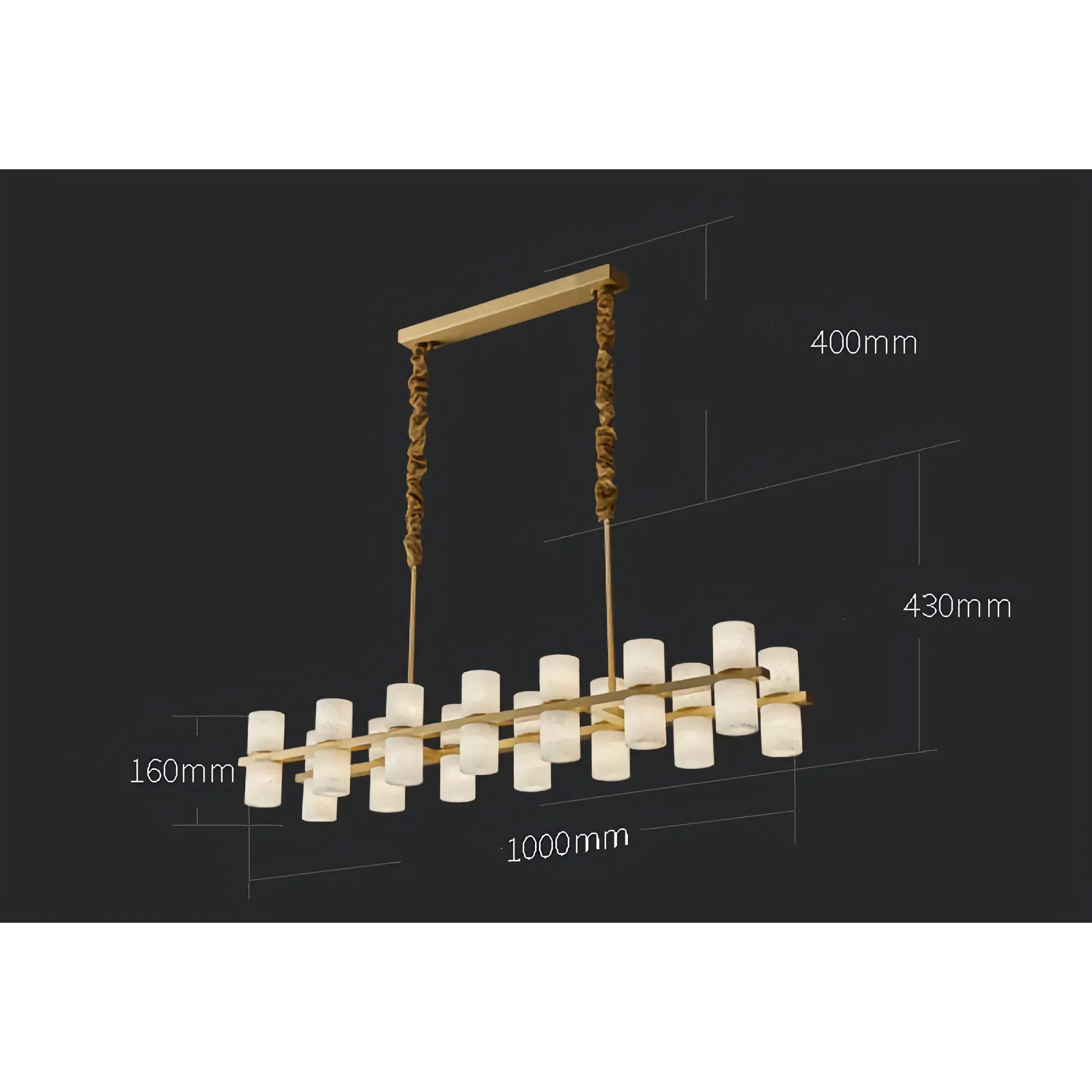 CAURIS ALABASTER LINEAR CHANDELIER 33.5" 39.4" 47.2"L-Chandeliers-Blushlighting-Blushlighting