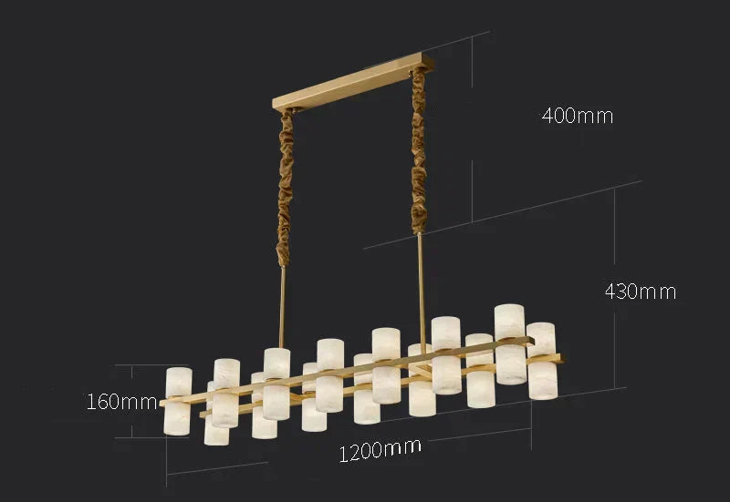 CAURIS ALABASTER LINEAR CHANDELIER 33.5" 39.4" 47.2"L-Chandeliers-Blushlighting-Blushlighting