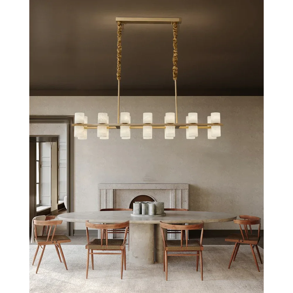 CAURIS ALABASTER LINEAR CHANDELIER 33.5" 39.4" 47.2"L-Chandeliers-Blushlighting-100 cm / 39.4"-Blushlighting