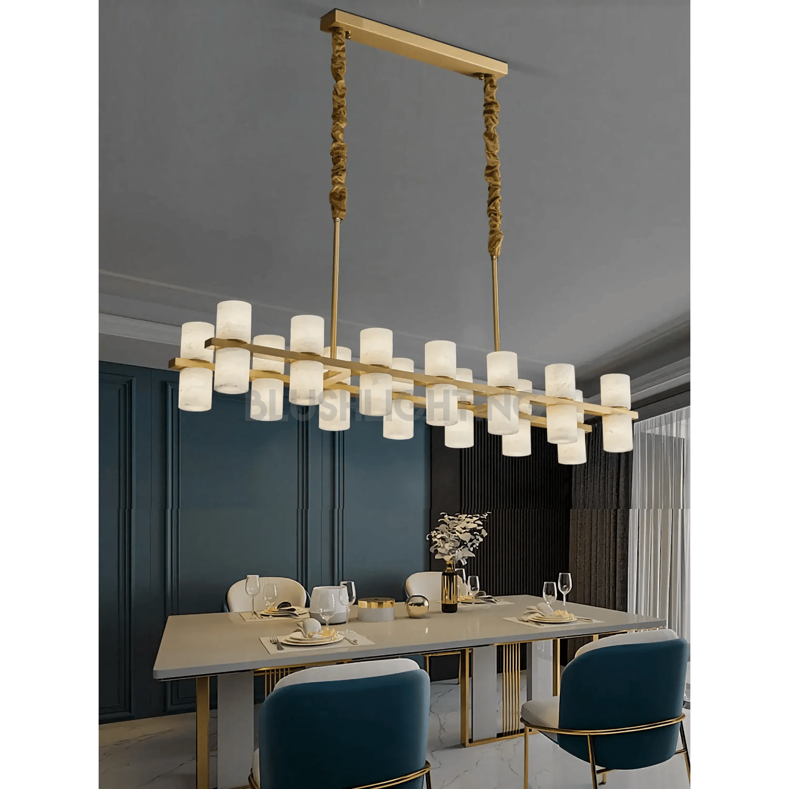 CAURIS ALABASTER LINEAR CHANDELIER 33.5" 39.4" 47.2"L - 120 cm / 47.2"Blushlighting