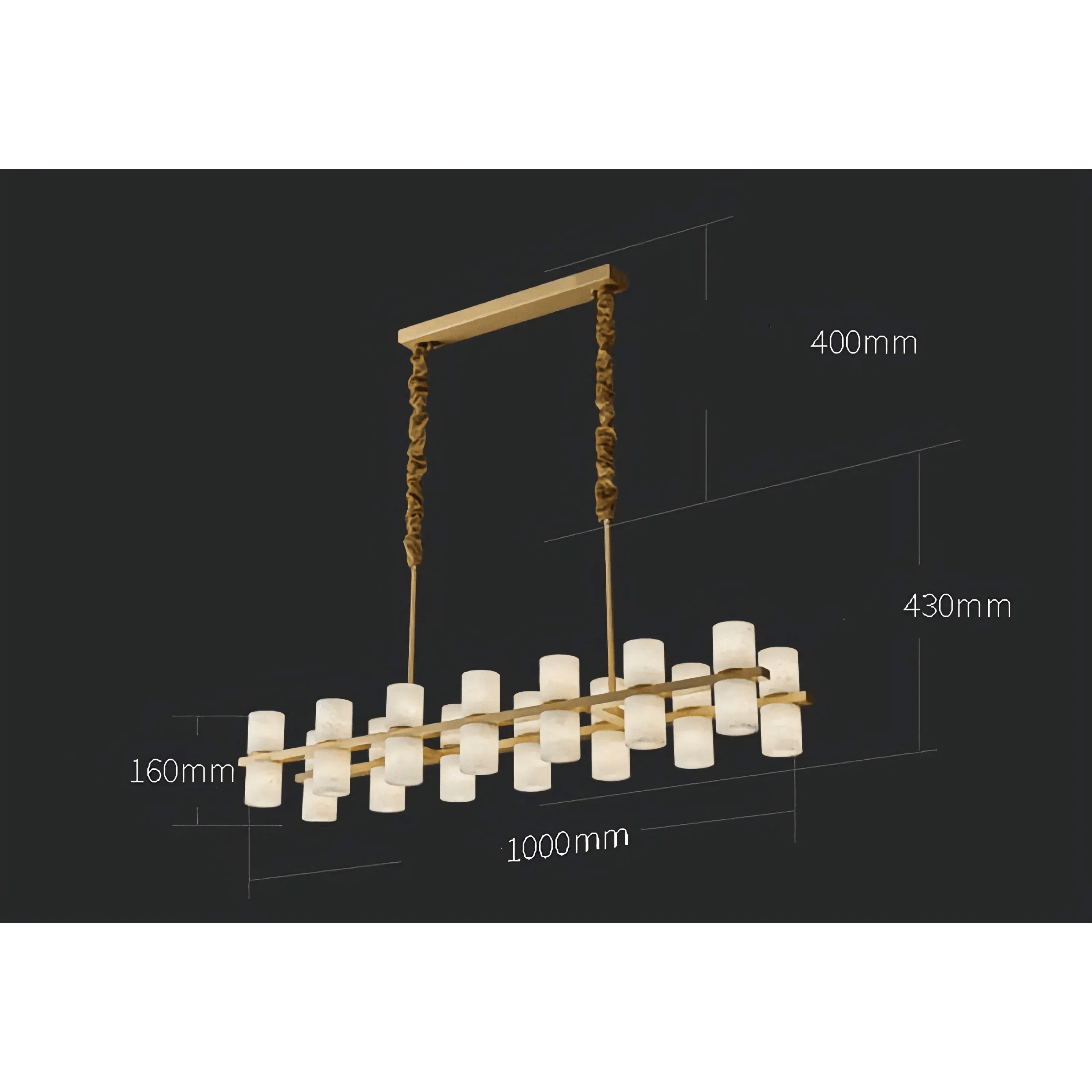 CAURIS ALABASTER LINEAR CHANDELIER 33.5" 39.4" 47.2"L - 120 cm / 47.2"Blushlighting