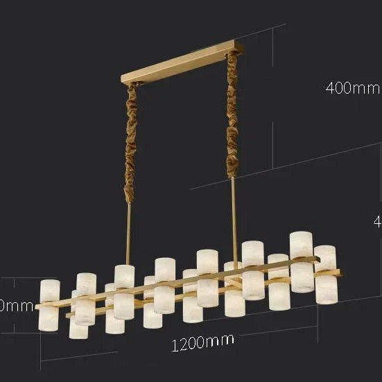 CAURIS ALABASTER LINEAR CHANDELIER 33.5" 39.4" 47.2"L - 120 cm / 47.2"Blushlighting