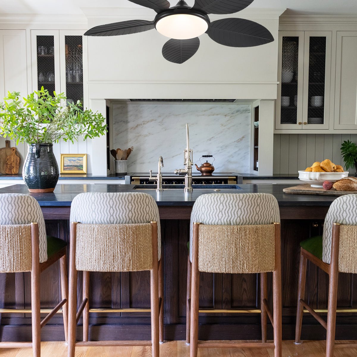 Ceiling Fan Palm Leaf Ceiling Fan 6 Speeds Reversible Ceiling Fans with Lights 48" - Blushlighting