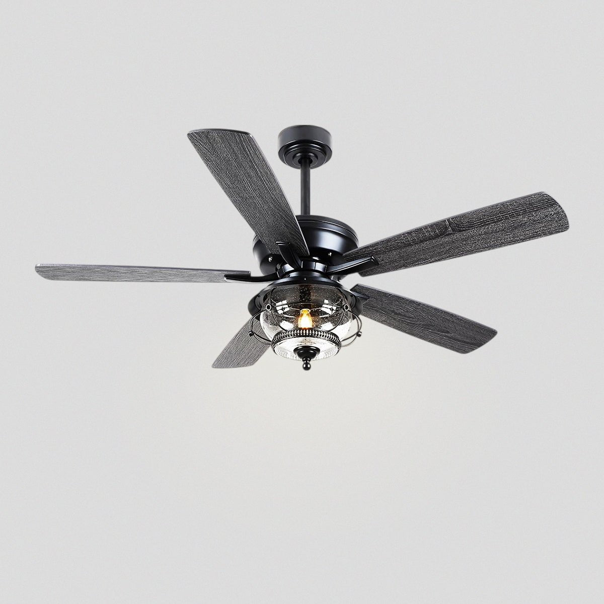 Ceiling Fans with Light and Remote Waterproof Wet Rated Ceiling Fan, 6 Speeds Modern Black Fan Lights 52" - Blushlighting