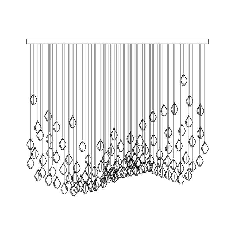 Celeste Flora Pendant Light - 98 heads Square Canopy L 118.1″ x W 35.4″Small ∅ 4.7″ x H 7.9″Brass & WhiteBlushlighting