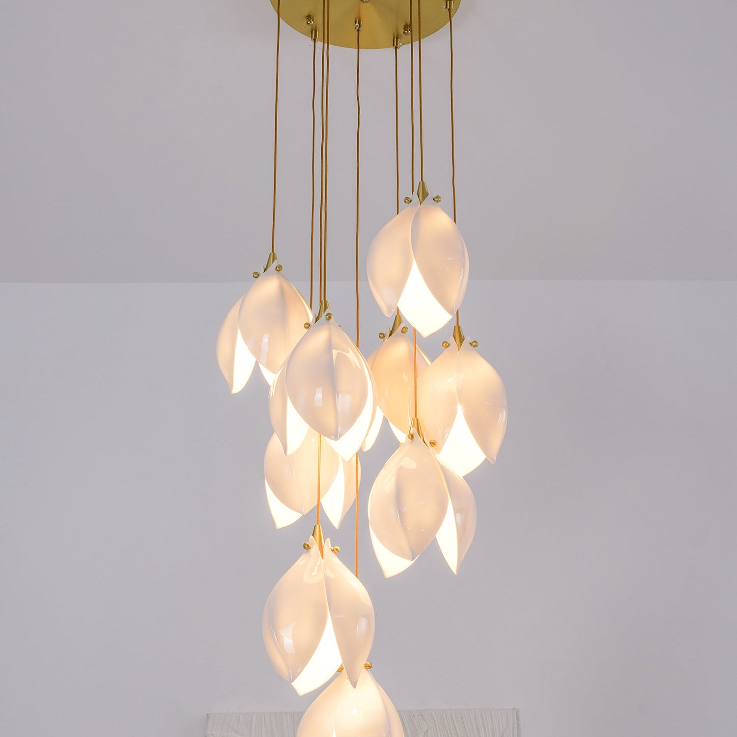 Celeste Flora Pendant Light - 1 head Round Canopy ∅ 4.7″Small ∅ 4.7″ x H 7.9″Brass & WhiteBlushlighting
