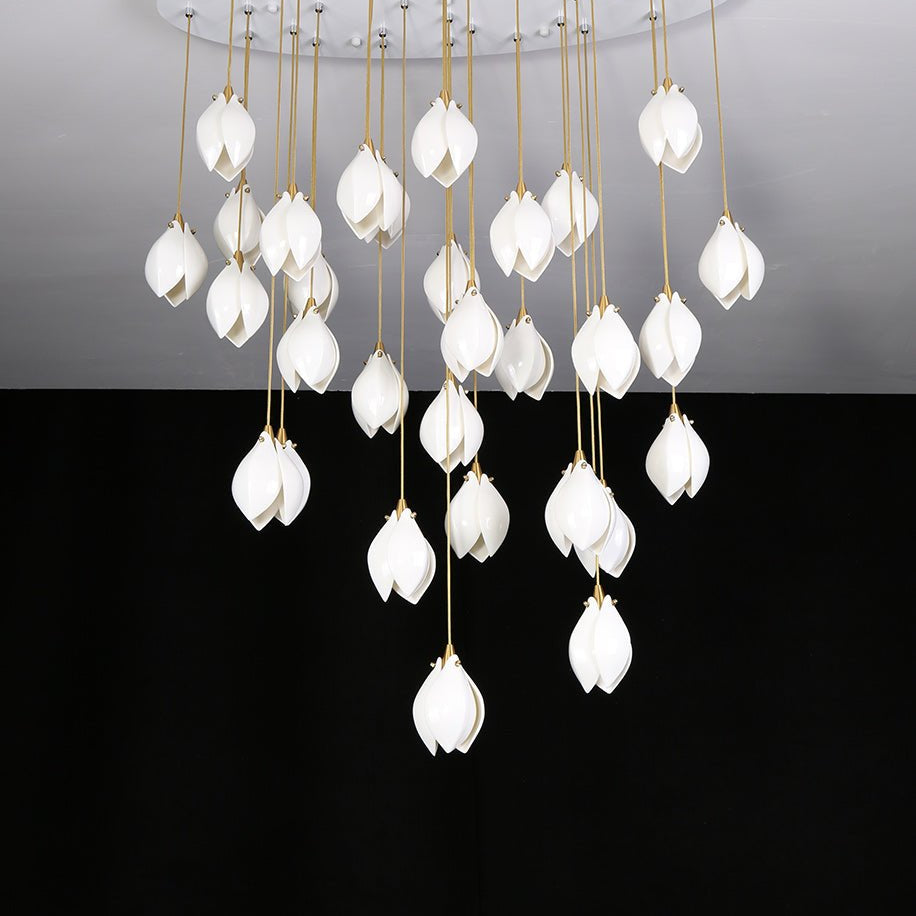 Celeste Flora Pendant Light - 1 head Round Canopy ∅ 4.7″Small ∅ 4.7″ x H 7.9″Brass & WhiteBlushlighting