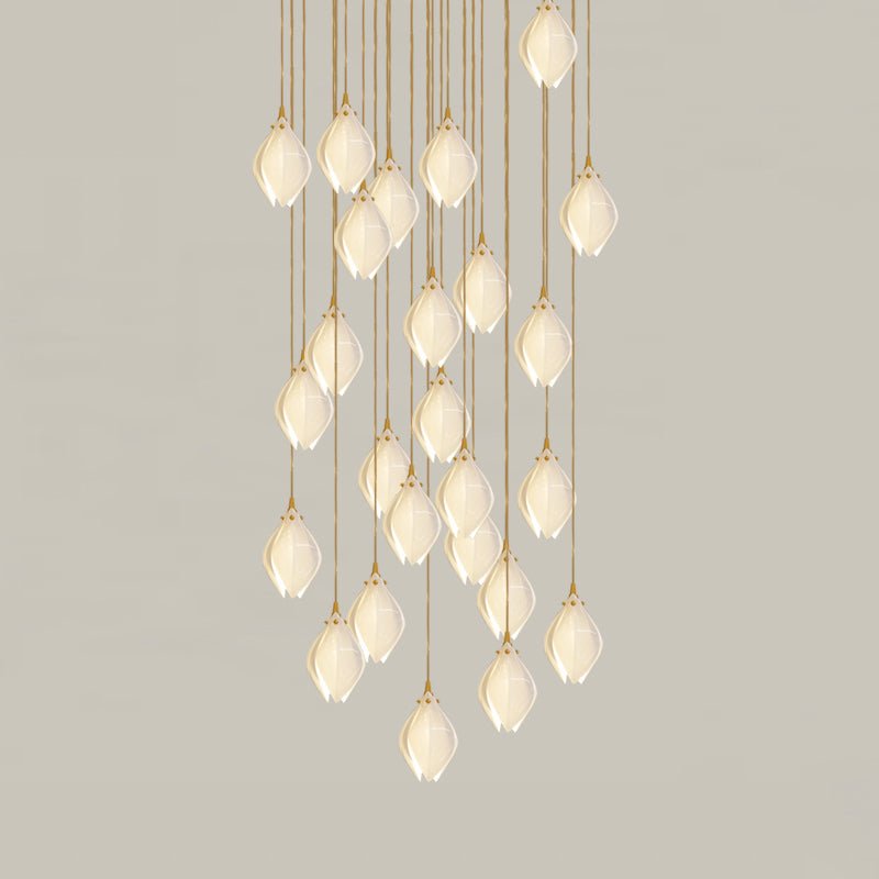 Celeste Flora Pendant Light - 18 heads Round Canopy ∅ 19.7″Small ∅ 4.7″ x H 7.9″Chrome & WhiteBlushlighting
