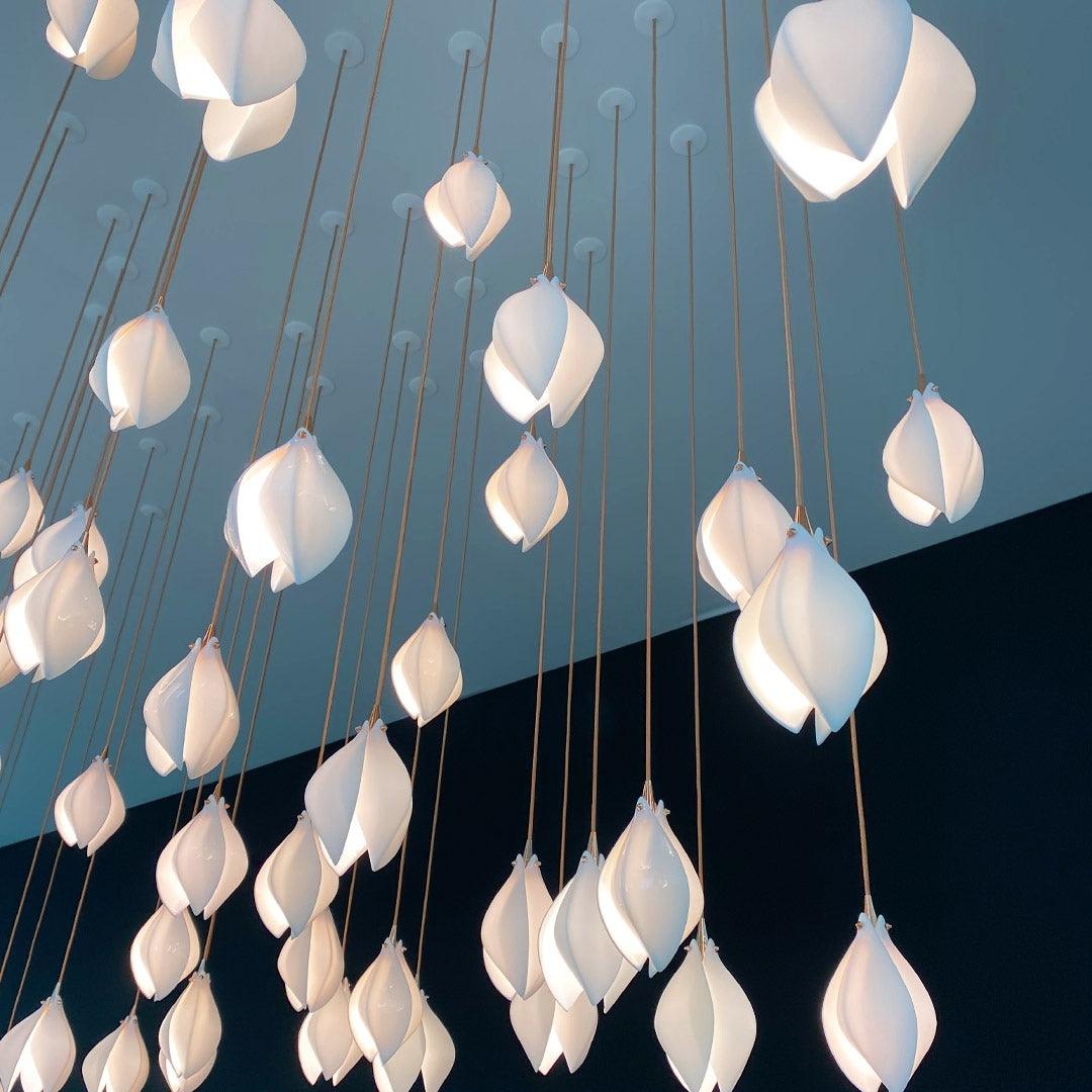 Celeste Flora Pendant Light - 1 head Round Canopy ∅ 4.7″Small ∅ 4.7″ x H 7.9″Brass & WhiteBlushlighting