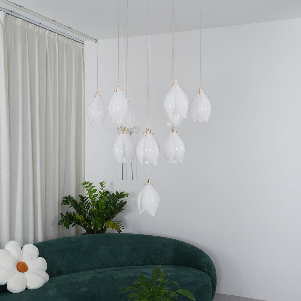 Celeste Flora Pendant Light - 1 head Round Canopy ∅ 4.7″Small ∅ 4.7″ x H 7.9″Brass & WhiteBlushlighting