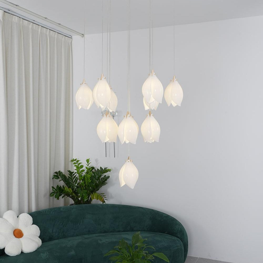 Celeste Flora Pendant Light - 1 head Round Canopy ∅ 4.7″Small ∅ 4.7″ x H 7.9″Brass & WhiteBlushlighting
