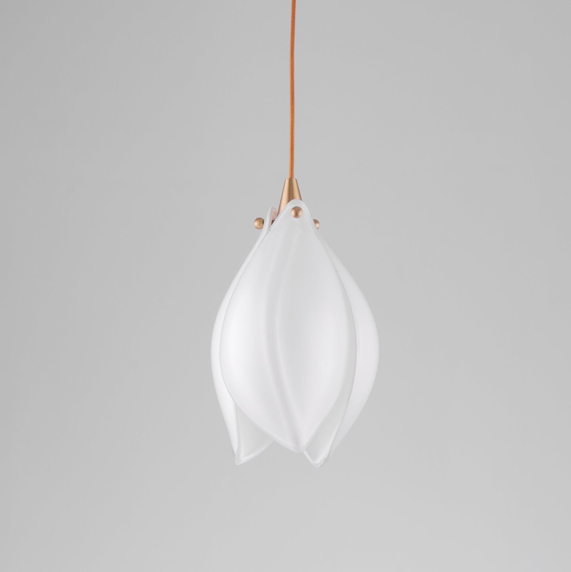 Celeste Flora Pendant Light - 1 head Round Canopy ∅ 4.7″Small ∅ 4.7″ x H 7.9″Brass & WhiteBlushlighting