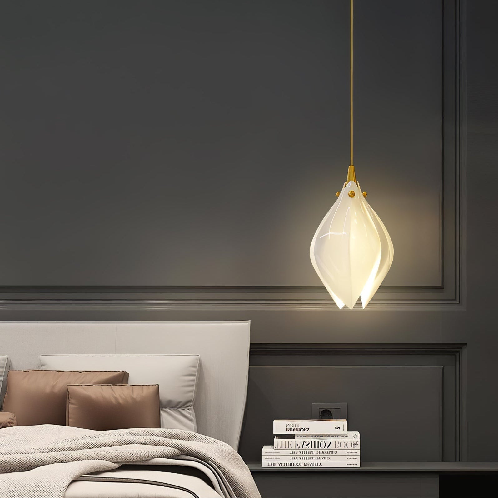 Celeste Flora Pendant Light - 1 head Round Canopy ∅ 4.7″Small ∅ 4.7″ x H 7.9″Brass & WhiteBlushlighting