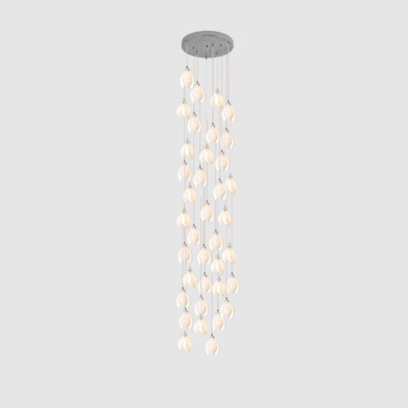 Celeste Flora Pendant Light - 18 heads Round Canopy ∅ 19.7″Small ∅ 4.7″ x H 7.9″Chrome & WhiteBlushlighting