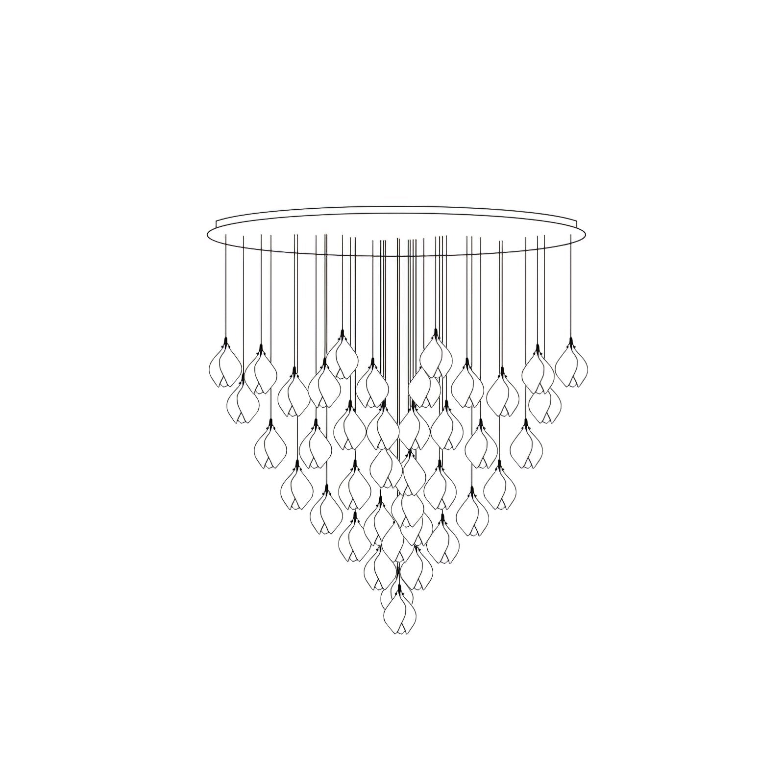 Celeste Flora Pendant Light - 18 heads Round Canopy ∅ 19.7″Small ∅ 4.7″ x H 7.9″Chrome & WhiteBlushlighting