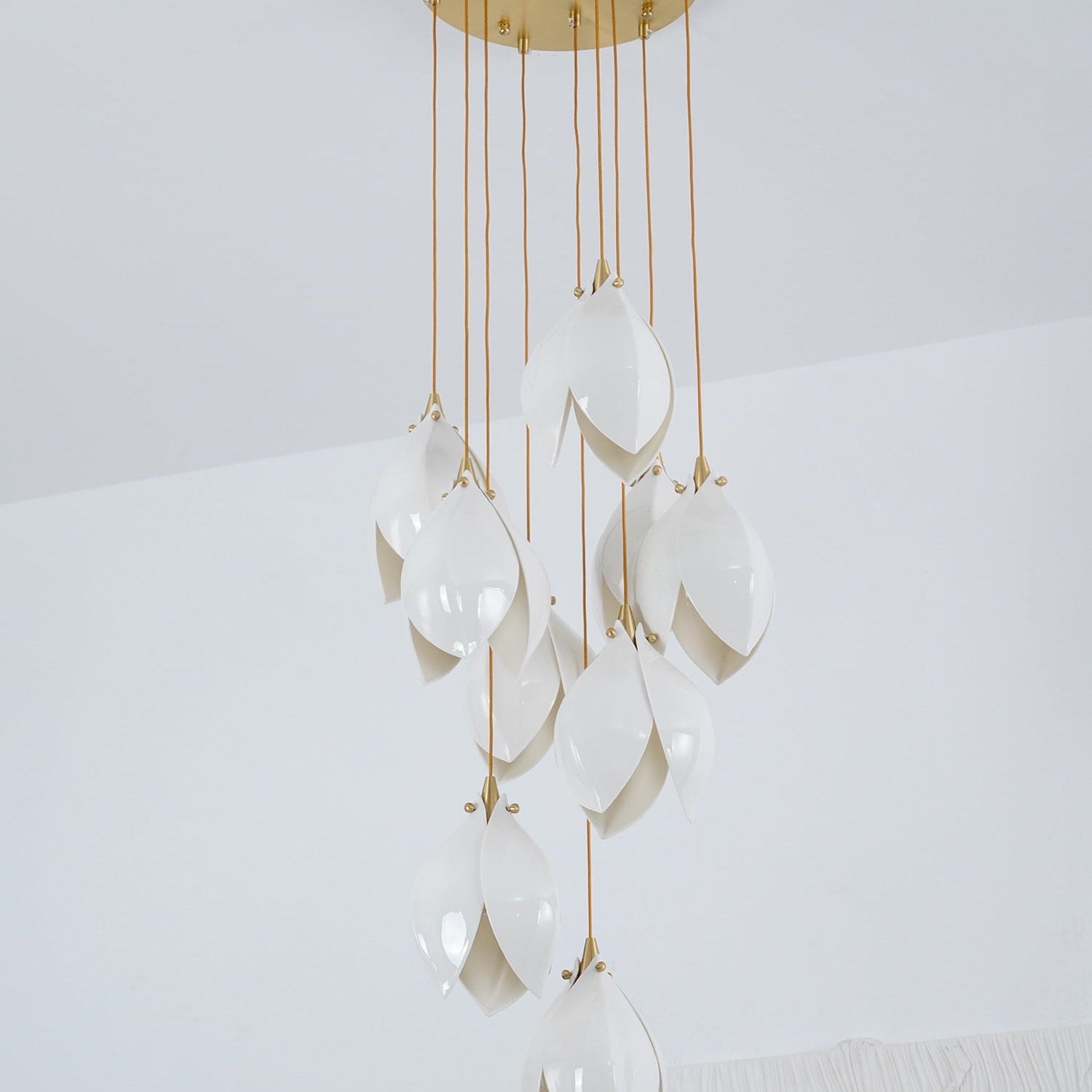 Celeste Flora Pendant Light - 1 head Round Canopy ∅ 4.7″Small ∅ 4.7″ x H 7.9″Brass & WhiteBlushlighting