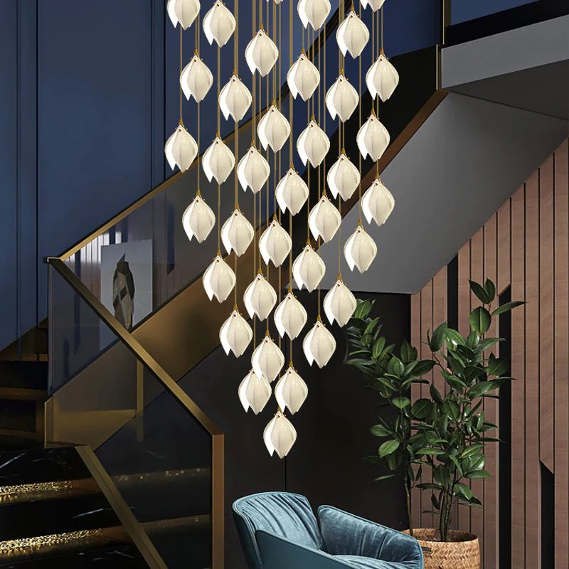 Celeste Flora Pendant Light - 1 head Round Canopy ∅ 4.7″Small ∅ 4.7″ x H 7.9″Brass & WhiteBlushlighting