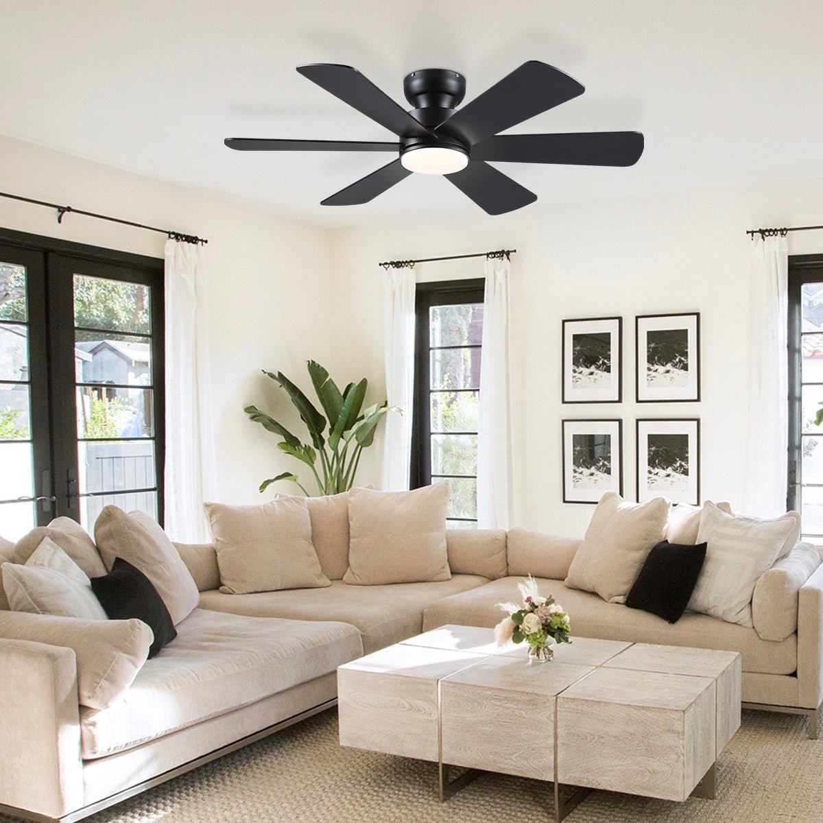 Celestial Wind Ceiling Fans with Lights - Wood GrainBlushlighting