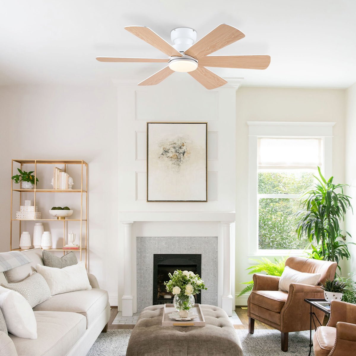 Celestial Wind Ceiling Fans with Lights - Wood GrainBlushlighting