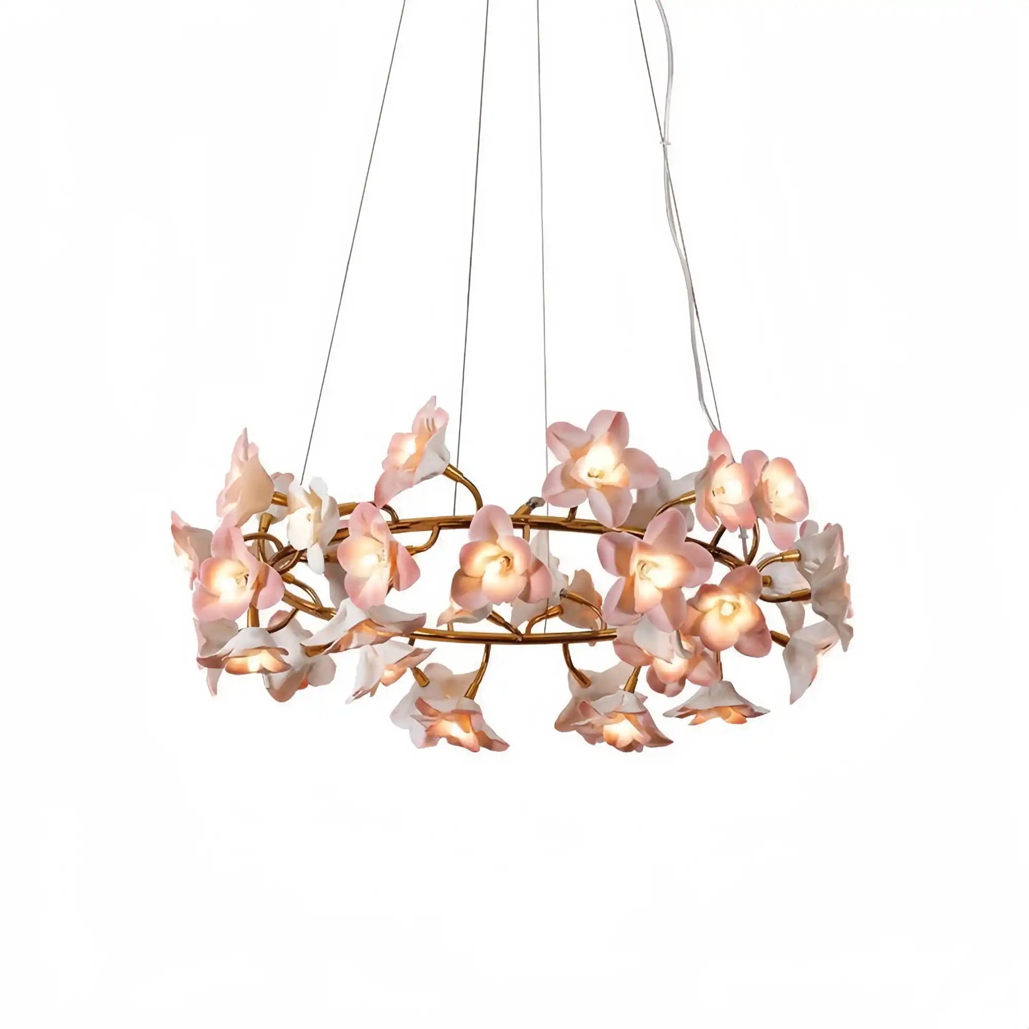 Ceramic Blossom Flower Round Bedroom Chandelier-Chandeliers-Blushlighting