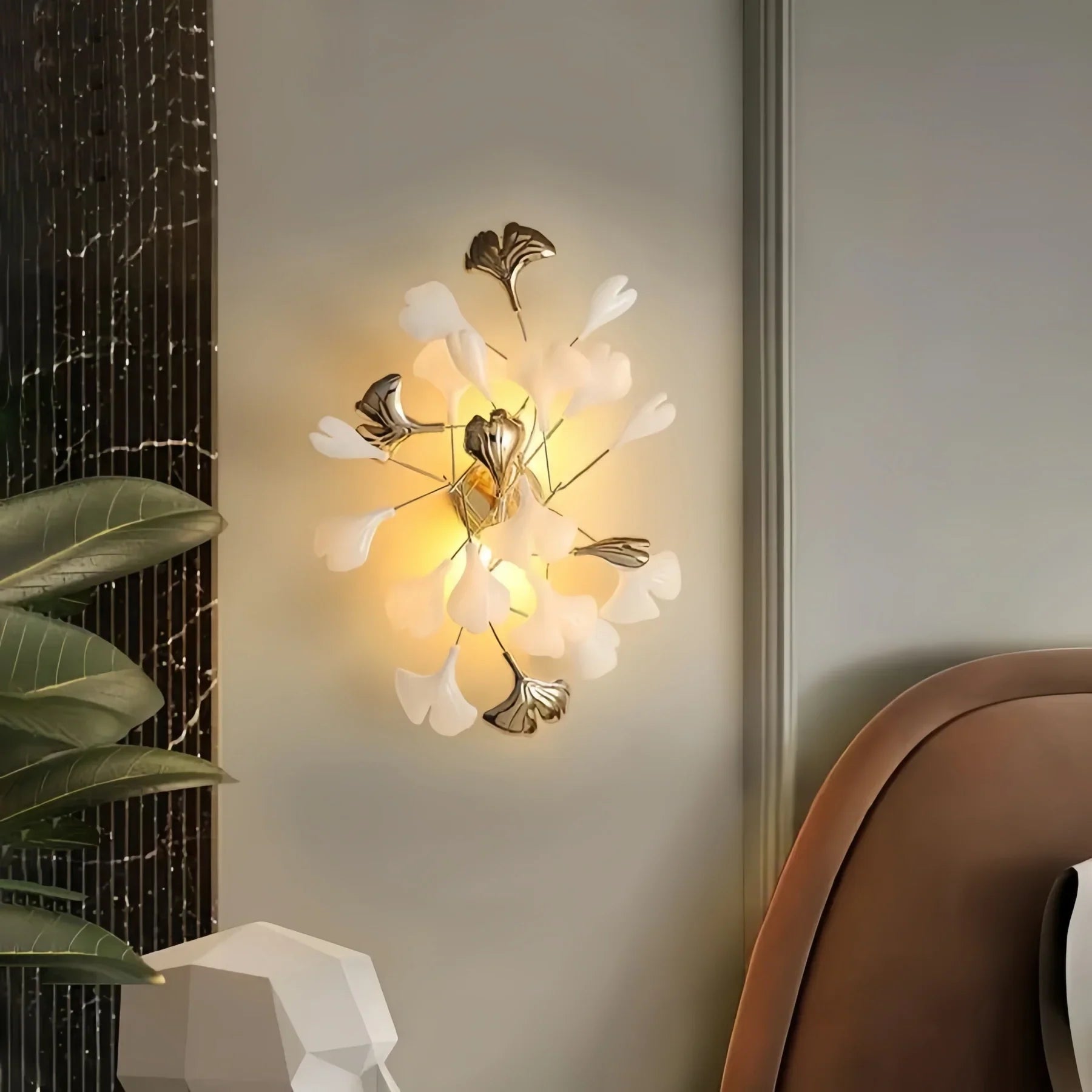 Ceramic Gingko Wall Lamp - Dia 40cm X H 60cmBlushlighting
