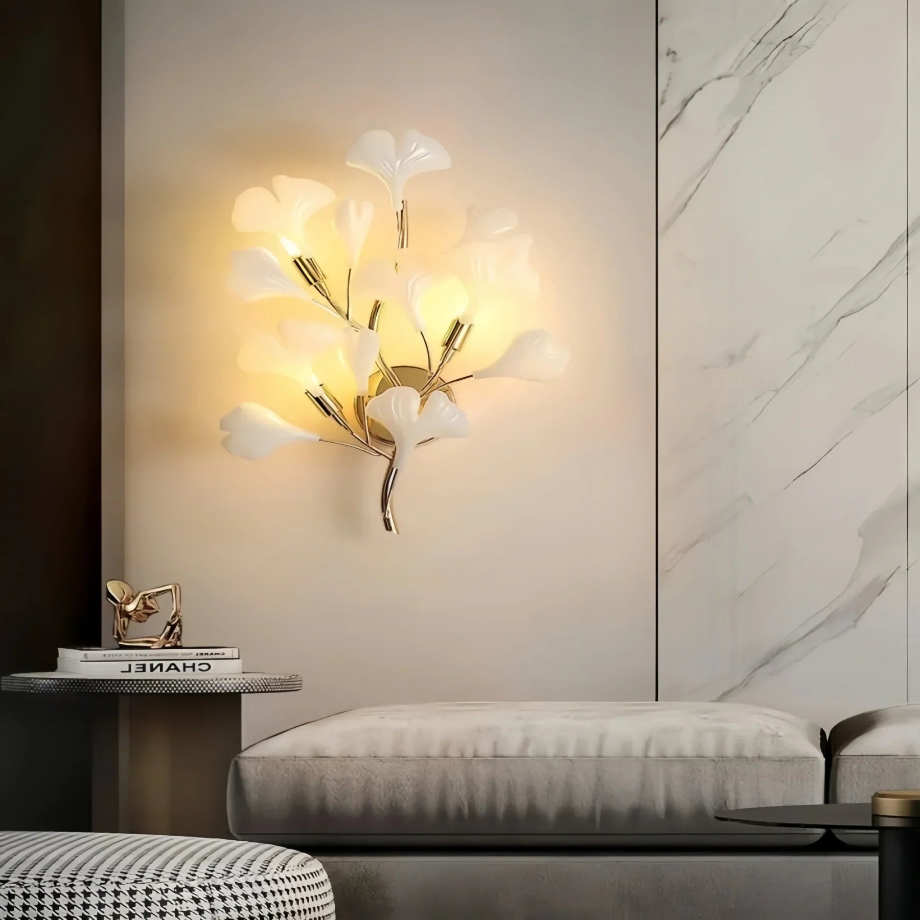 Ceramic Gingko Wall Lamp - Dia 35cm X H 50cmBlushlighting