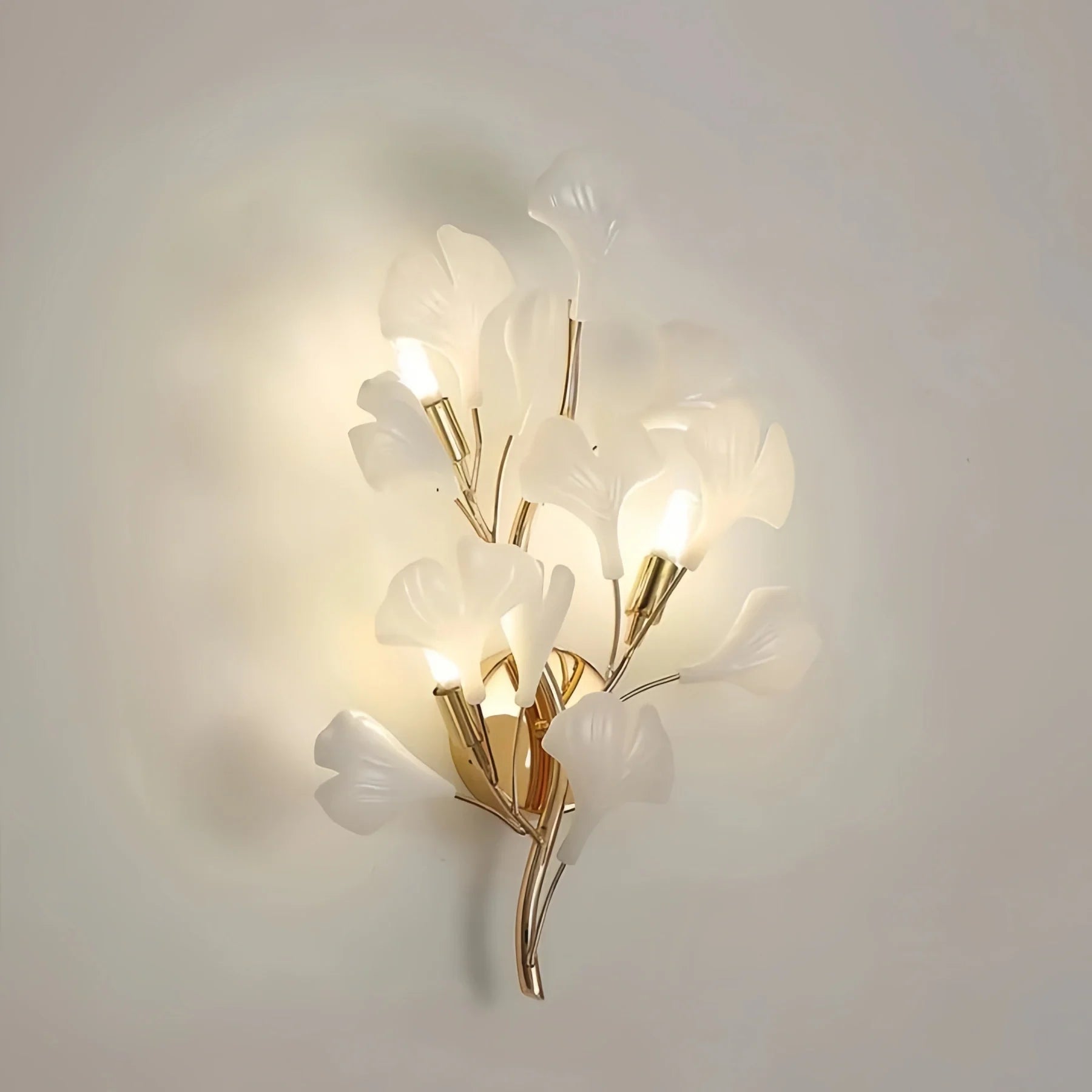 Ceramic Gingko Wall Lamp-Dia 35cm X H 50cm-