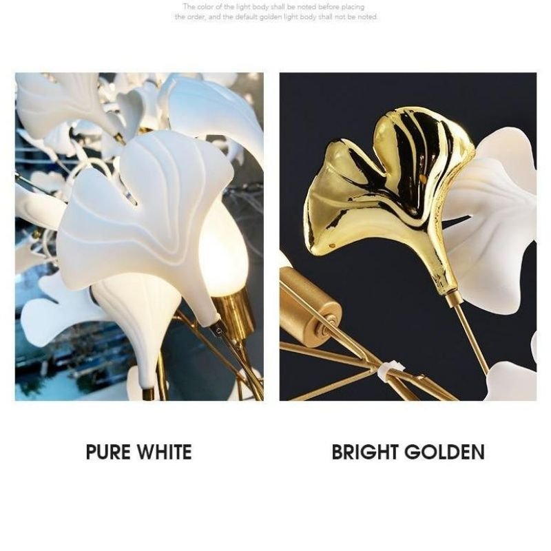 Ceramic Ginkgo Branch Chandelier Light - 60" LBlushlighting