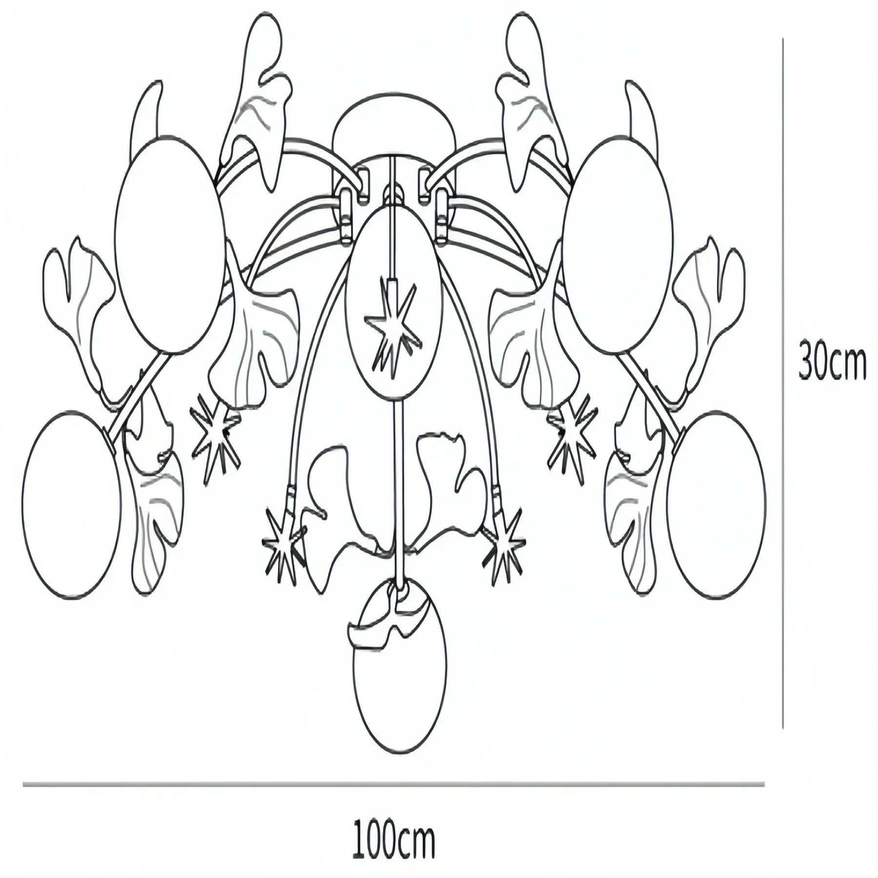Ceramic Ginkgo Glass Ceiling Lamp - 6+5 Heads 39.4"X H 11.8"Blushlighting