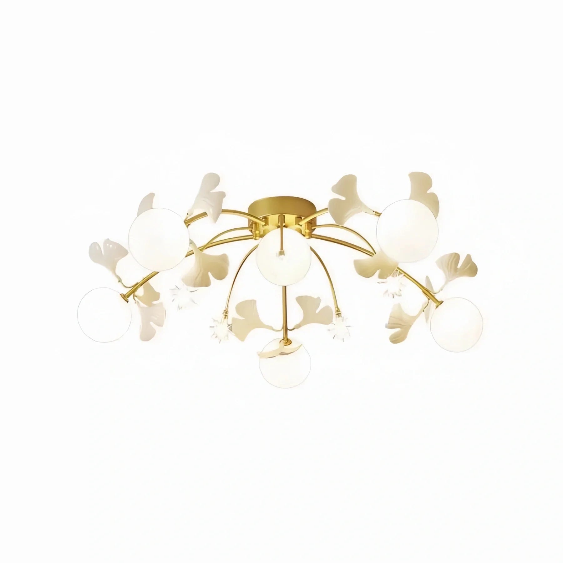Ceramic Ginkgo Glass Ceiling Lamp-