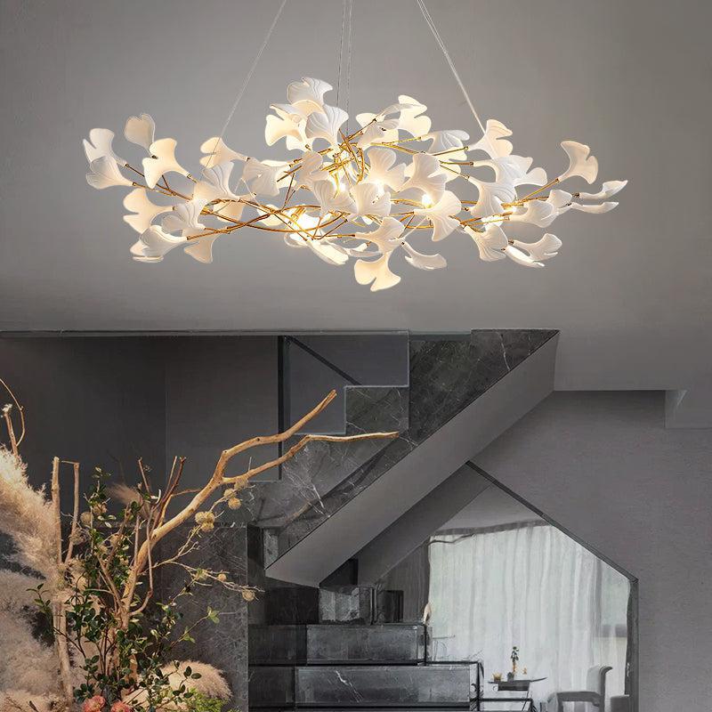 Ceramic Petal Modern Linear Branch Chandelier - 39.4" LBlushlighting
