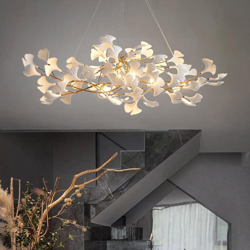 Ceramic Petal Modern Linear Branch Chandelier - 39.4" LBlushlighting