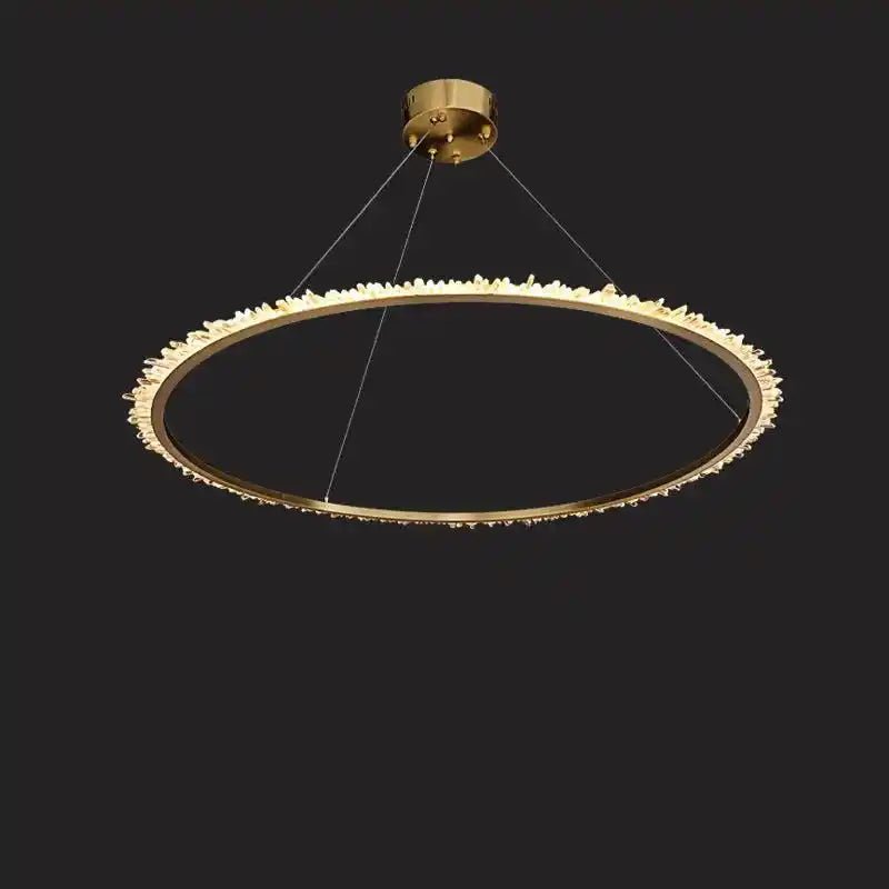 Cervine Modern Rock Crystal Ring Round Chandelier Cluster - Blushlighting