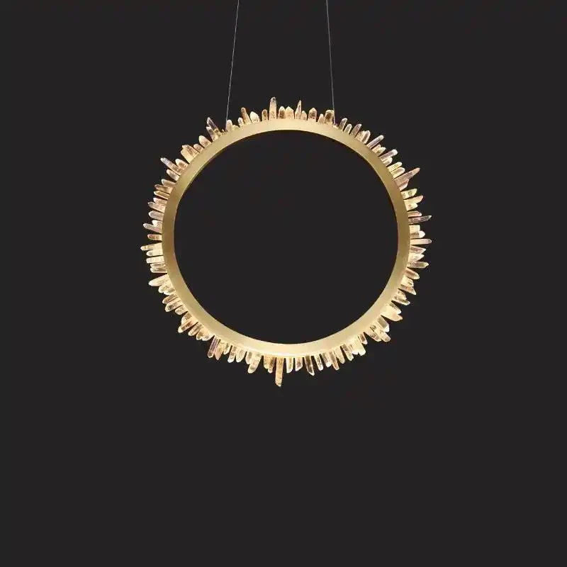 Cervine Modern Rock Crystal Ring Round Chandelier Cluster - Blushlighting