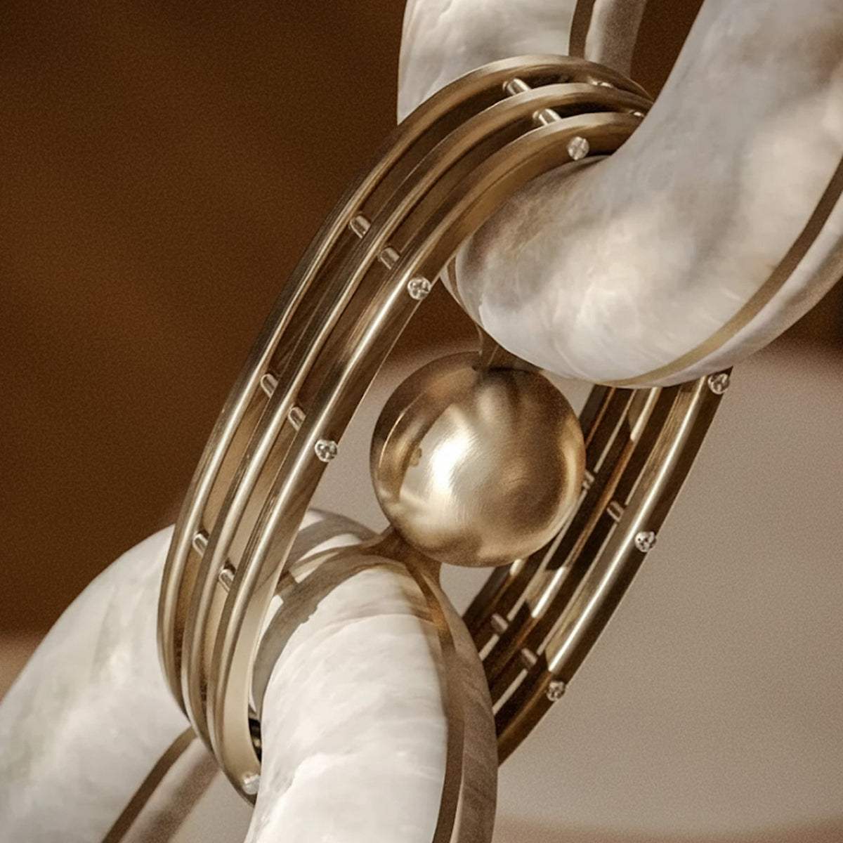 Chain Link Chandelier - ∅ 19.7″ x H 59.1″Gold & WhiteWarm LightBlushlighting