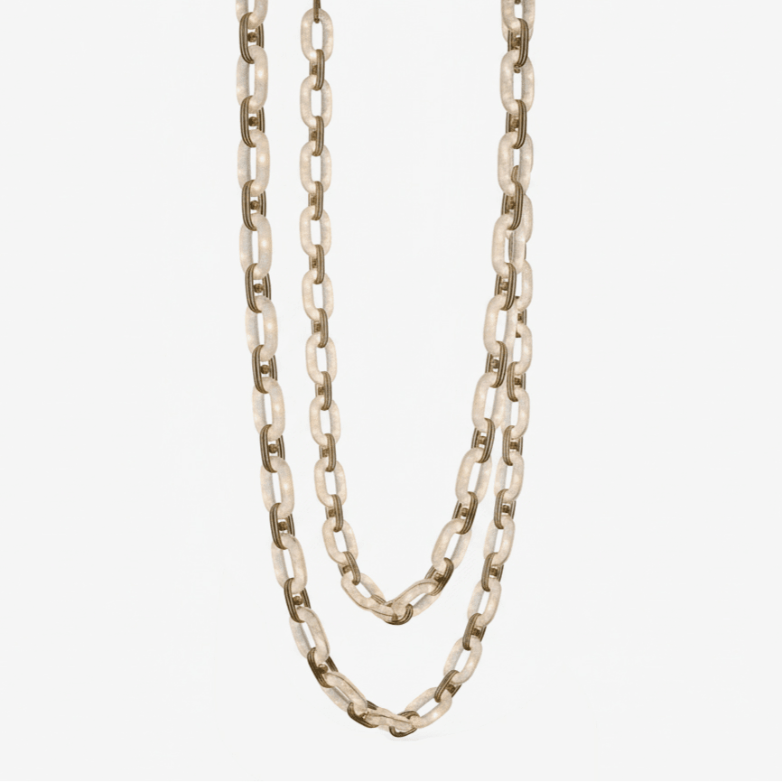 Chain Link Chandelier - ∅ 19.7″ x H 59.1″Gold & WhiteWarm LightBlushlighting