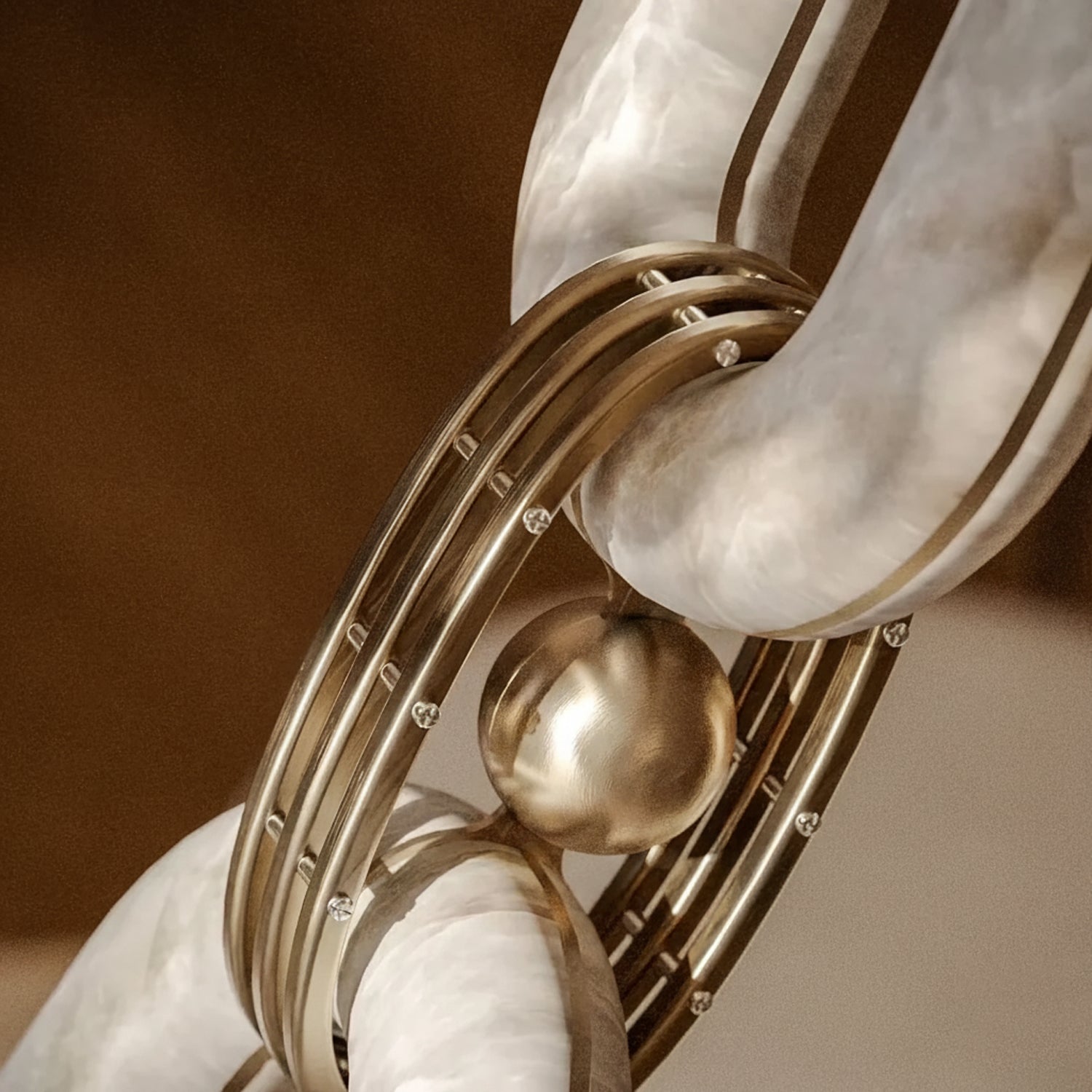 Chain Link Chandelier - ∅ 19.7″ x H 59.1″Gold & WhiteWarm LightBlushlighting
