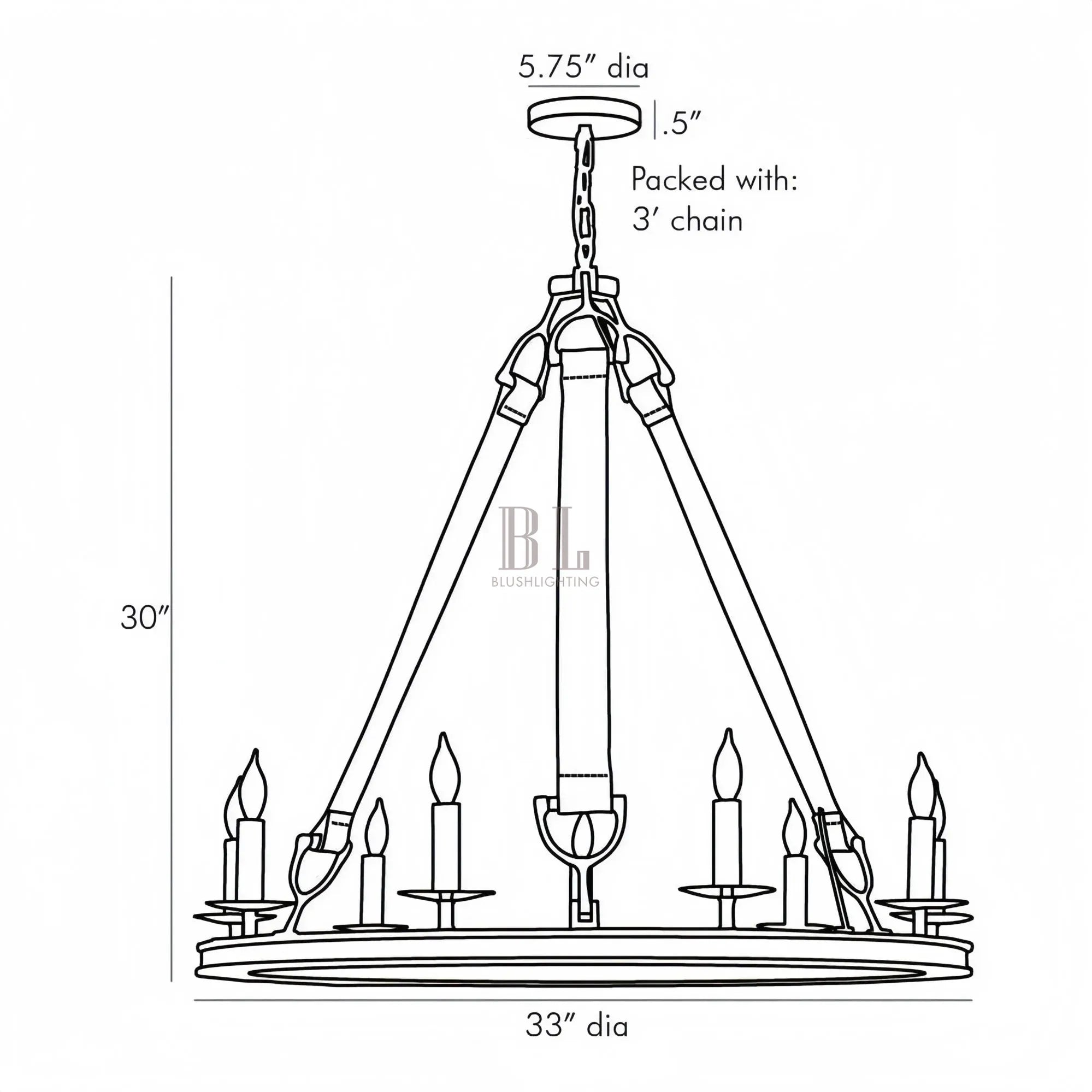 Chaney Chandelier 33”D - Blushlighting
