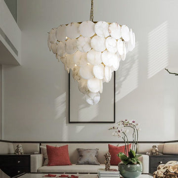 Charlene Marble Multi-Tier Round Chandelier-Chandelier-Blushlighting