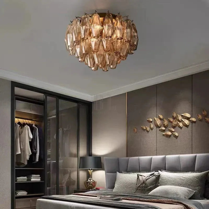 Chiare Glass Round Flush Mount 17" 24‘’-