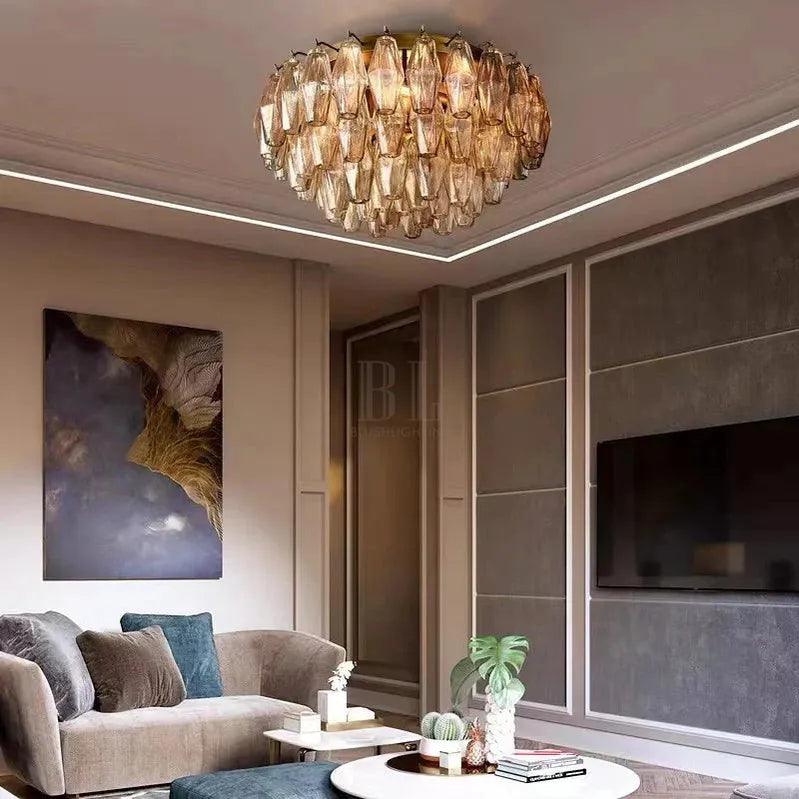 Chiare Glass Round Flush Mount 17" 24‘’-