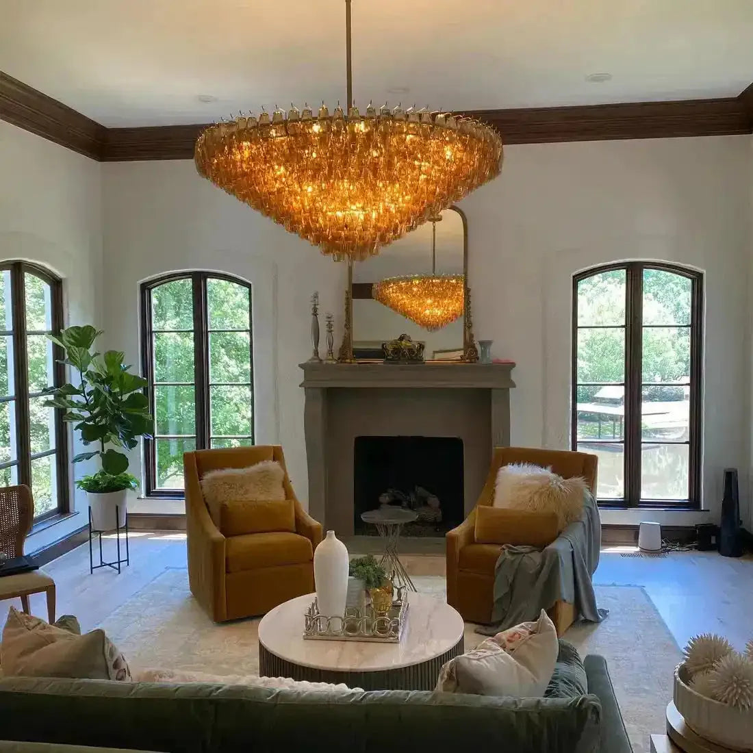 Chiare Glass Tiered Round Chandelier 37‘’ 47‘’ 62‘’-Blushlighting