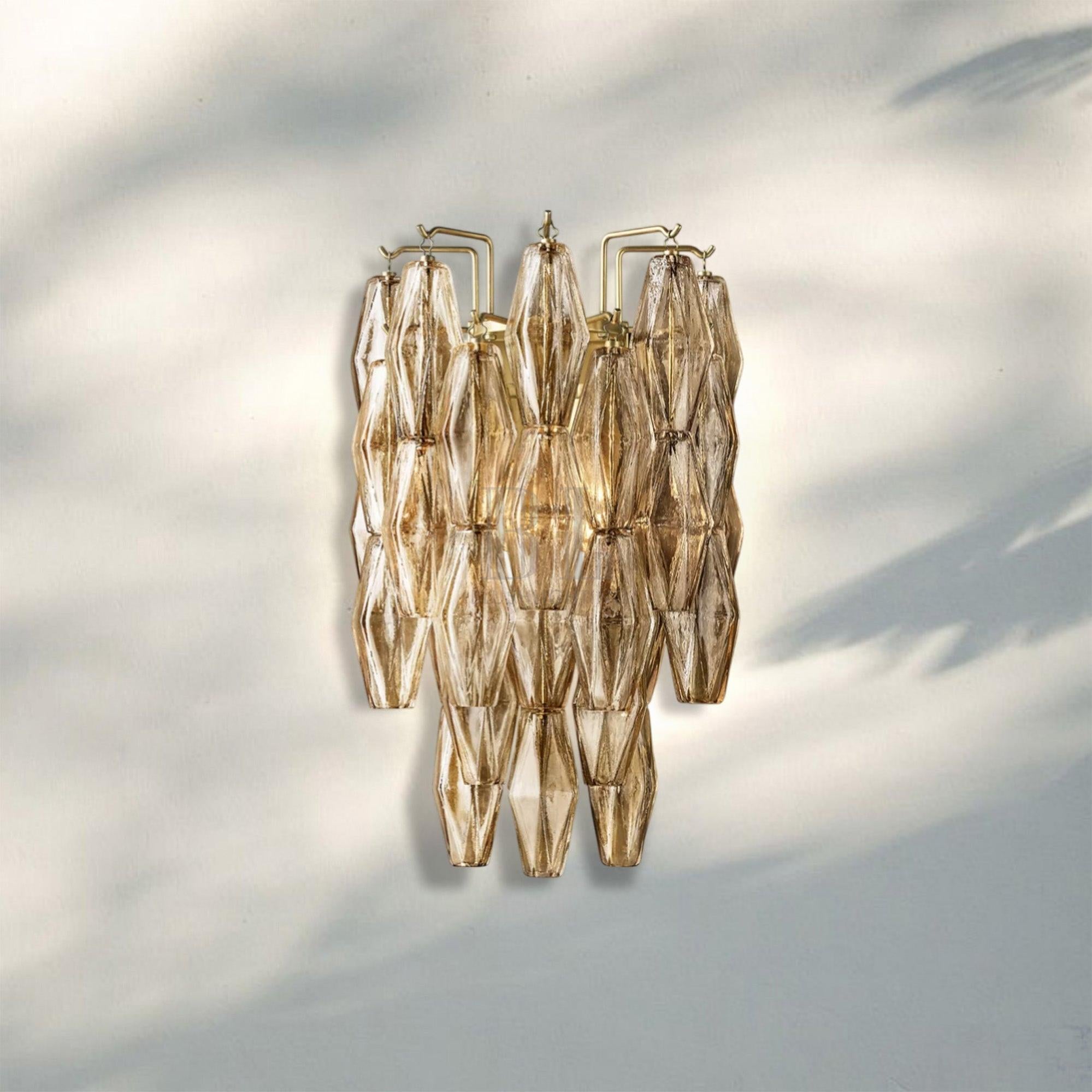 Chiare Glass Wall Sconce 19'' 30''-19''-Brass-Smoke