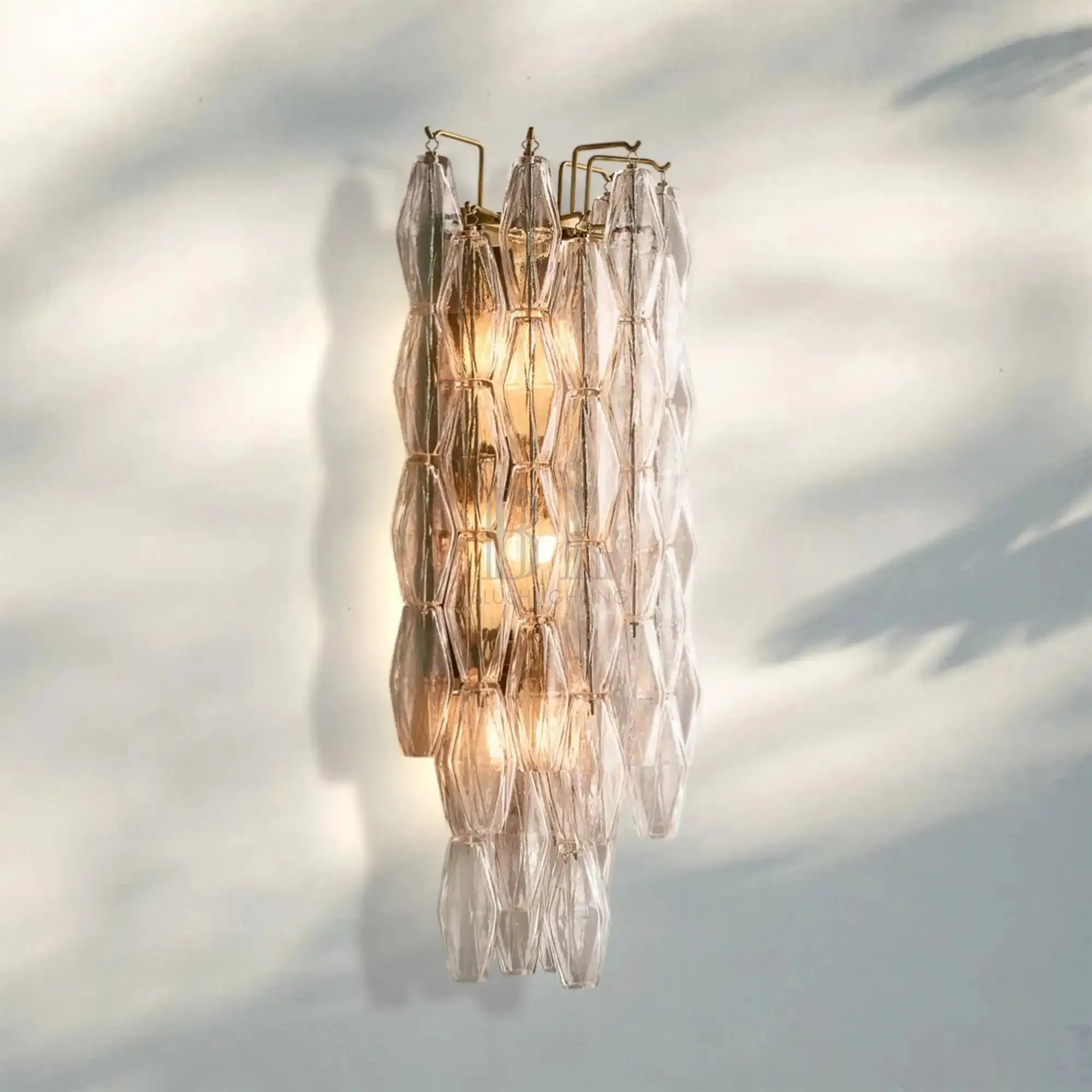 Chiare Glass Wall Sconce 19'' 30''-31''-Brass-Smoke