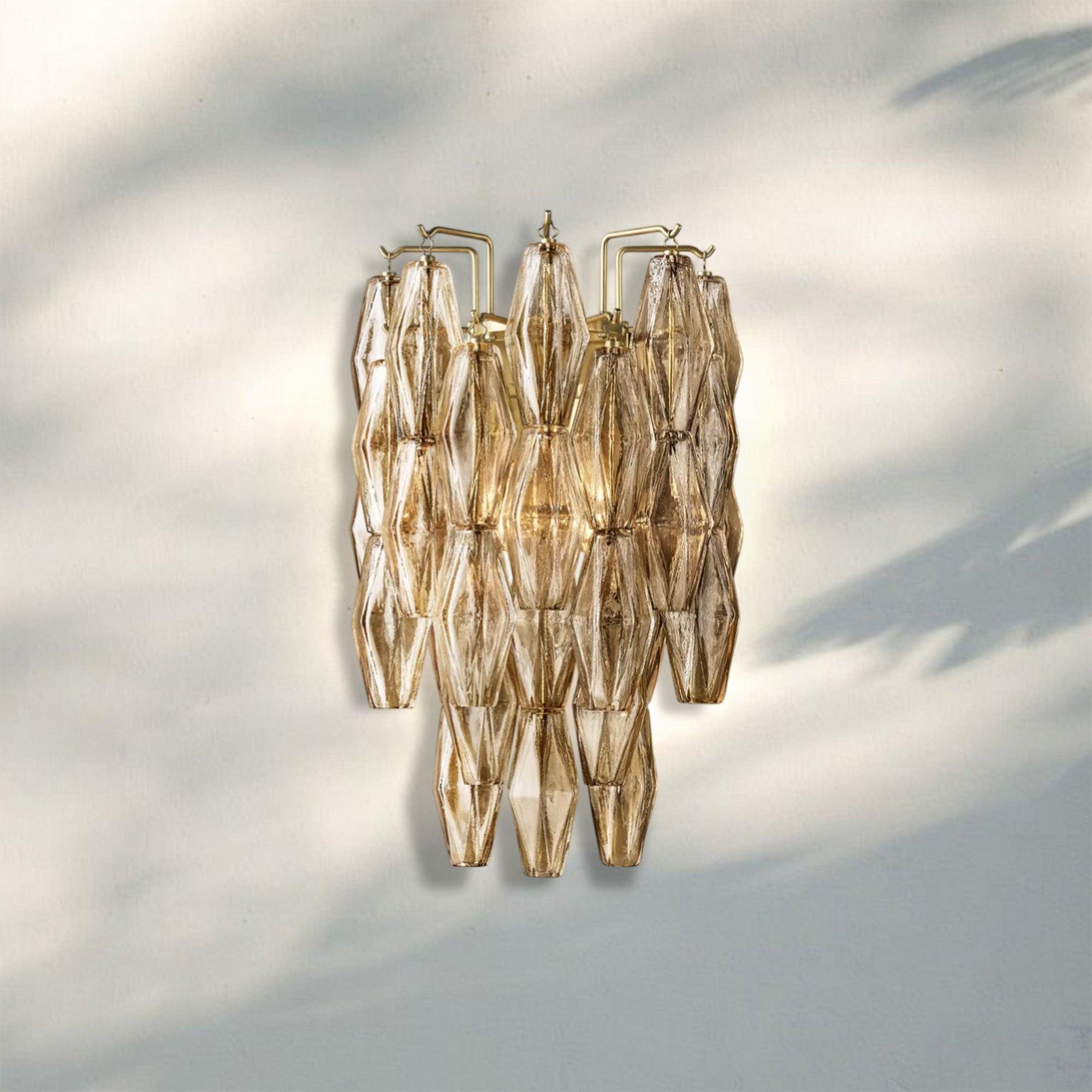 Chiare Glass Wall Sconce 19'' 30''-19''-Brass-Smoke